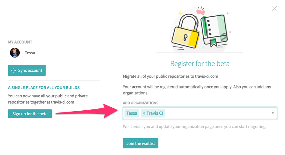 Select "Sign up for the beta" in your account page and add organizations