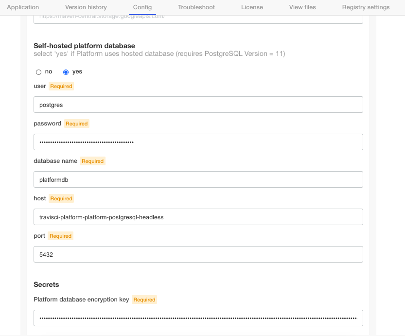 Self-hosted config example