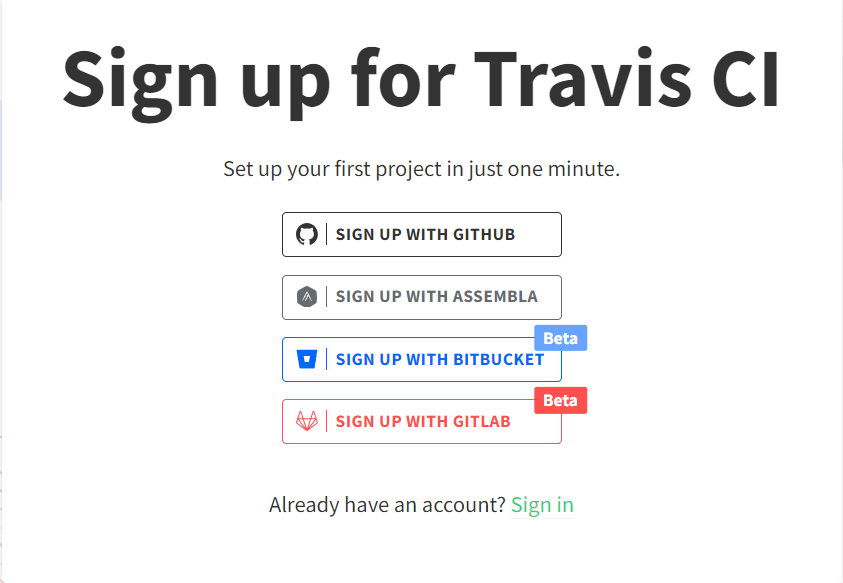 Travis CI Sign-in